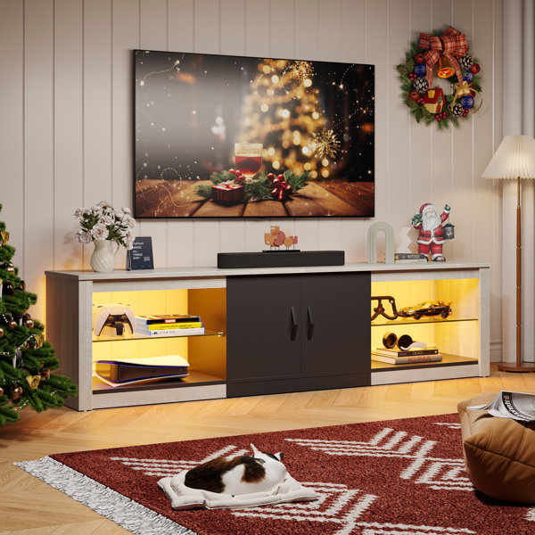 Glass tv stand for deals 75 inch tv